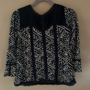 dark blue lace blouse